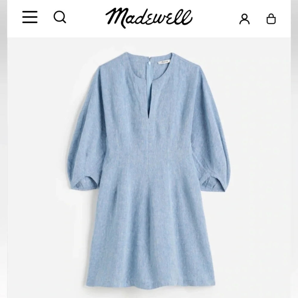 New w Tag: Madewell Splitneck Linen Dress with Pockets. Size 12 - Picture 13 of 13